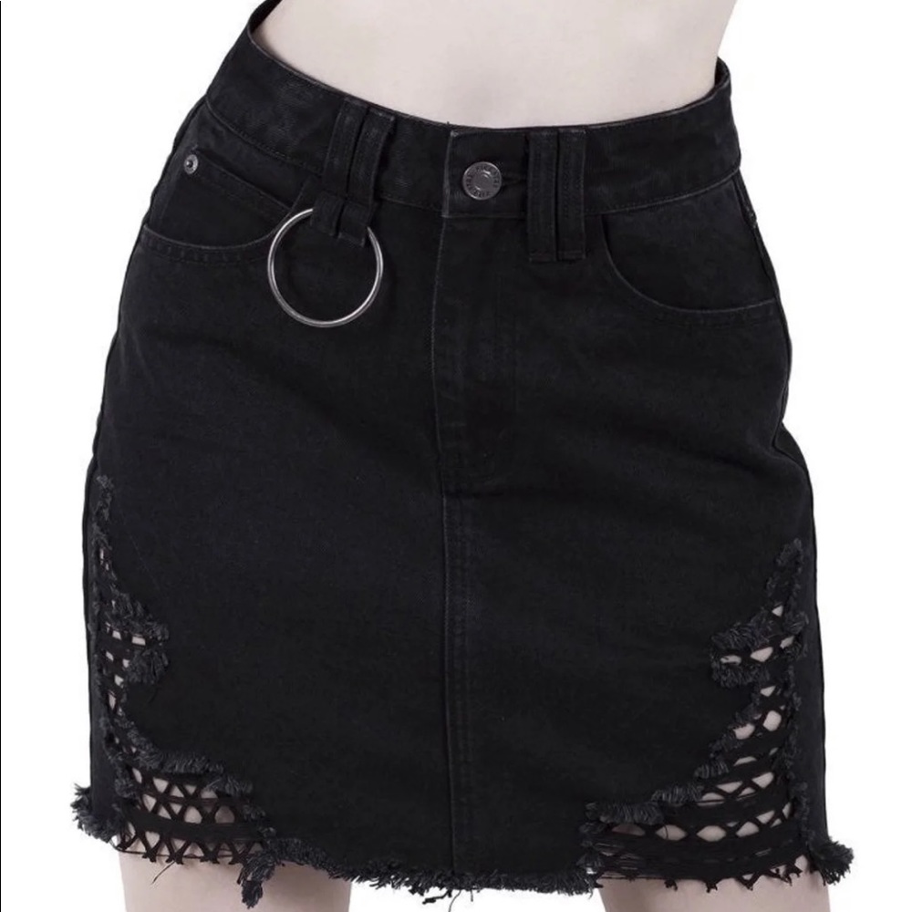 Killstar Rare Rawked Out Denim Skirt size small